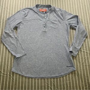Simms Fishing Womens LARGE Drifter Henley Performance Material Gorpcore Outdoors